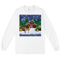 White christmas town and farm tractor seamless pattern Long Sleeve Tee - BundleAndBundleShop