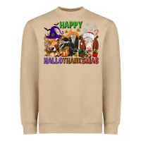 Mushroom happy hallothanksmas with cow Heavyweight Sweatshirt - texasbilliewilder