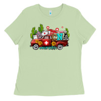 Matcha cna nurse truck with cactus and sunflowers Ladies Tee - AdoDesignShop