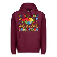 Burgundy puzzle heart inclusivity message Premium Hoodie - LillyAllenDesigns
