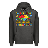 Charcoal Heather puzzle heart inclusivity message Premium Hoodie - LillyAllenDesigns