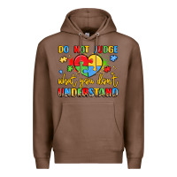 Chestnut puzzle heart inclusivity message Premium Hoodie - LillyAllenDesigns