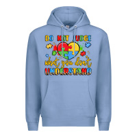 Colony Blue puzzle heart inclusivity message Premium Hoodie - LillyAllenDesigns