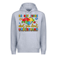 Heather Grey puzzle heart inclusivity message Premium Hoodie - LillyAllenDesigns
