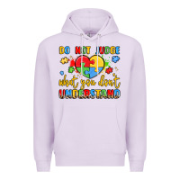 Lilac puzzle heart inclusivity message Premium Hoodie - LillyAllenDesigns