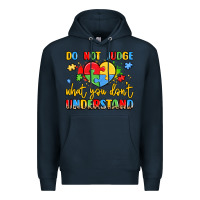 Navy puzzle heart inclusivity message Premium Hoodie - LillyAllenDesigns