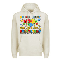 Oatmeal Heather puzzle heart inclusivity message Premium Hoodie - LillyAllenDesigns