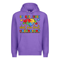 Purple puzzle heart inclusivity message Premium Hoodie - LillyAllenDesigns