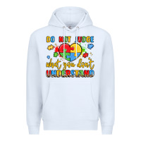 White puzzle heart inclusivity message Premium Hoodie - LillyAllenDesigns