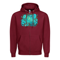 Burgundy turquoise leopard background Zipper Hoodie - AdoDesignShop