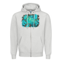 Dove Grey turquoise leopard background Zipper Hoodie - AdoDesignShop
