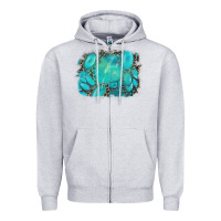 Heather Grey turquoise leopard background Zipper Hoodie - AdoDesignShop