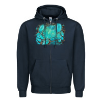 Navy turquoise leopard background Zipper Hoodie - AdoDesignShop