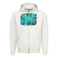 Oatmeal Heather turquoise leopard background Zipper Hoodie - AdoDesignShop