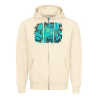 Sandshell turquoise leopard background Zipper Hoodie - AdoDesignShop