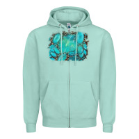 Seafoam turquoise leopard background Zipper Hoodie - AdoDesignShop