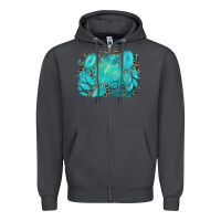 Smoke turquoise leopard background Zipper Hoodie - AdoDesignShop
