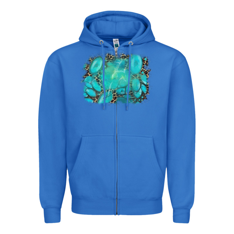 Turquoise Leopard Background Zipper Hoodie by AdoDesignShop | Teevron