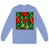 Colony Blue christmas surprise gift box seamless pattern Long Sleeve Tee - BundleAndBundleShop