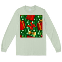 Matcha christmas surprise gift box seamless pattern Long Sleeve Tee - BundleAndBundleShop