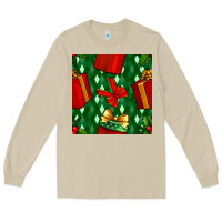 Mushroom christmas surprise gift box seamless pattern Long Sleeve Tee - BundleAndBundleShop