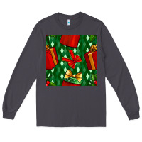 Smoke christmas surprise gift box seamless pattern Long Sleeve Tee - BundleAndBundleShop