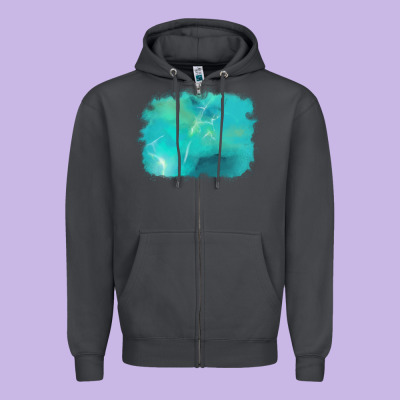 Turquoise Background Zipper Hoodie Designed By Adodesignshop