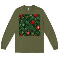 Army Green christmas ornaments seamless  pattern Long Sleeve Tee - BundleAndBundleShop