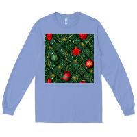 Colony Blue christmas ornaments seamless  pattern Long Sleeve Tee - BundleAndBundleShop