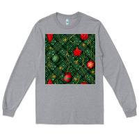 Heather Grey christmas ornaments seamless  pattern Long Sleeve Tee - BundleAndBundleShop