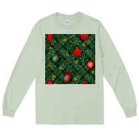 Matcha christmas ornaments seamless  pattern Long Sleeve Tee - BundleAndBundleShop