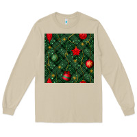 Mushroom christmas ornaments seamless  pattern Long Sleeve Tee - BundleAndBundleShop
