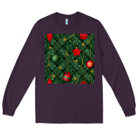 Plum christmas ornaments seamless  pattern Long Sleeve Tee - BundleAndBundleShop
