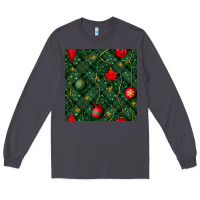 Smoke christmas ornaments seamless  pattern Long Sleeve Tee - BundleAndBundleShop