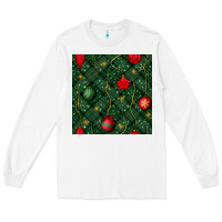 White christmas ornaments seamless  pattern Long Sleeve Tee - BundleAndBundleShop
