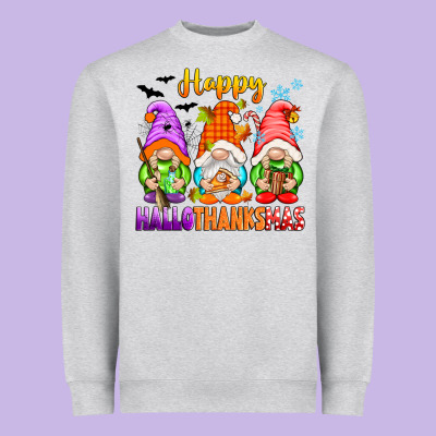 Happy Hallothanksmas Gnomes Heavyweight Sweatshirt Designed By Texasbilliewilder