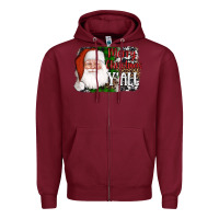 Burgundy santa merry christmas y'all Zipper Hoodie - AdoDesignShop