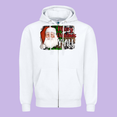 Santa Merry Christmas Y'all Zipper Hoodie Designed By Adodesignshop
