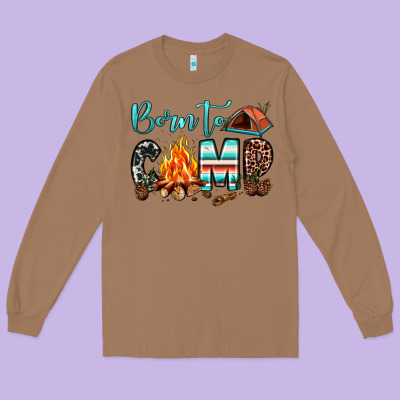 Born To Camp Long Sleeve Tee Designed By Jahusdesignshop