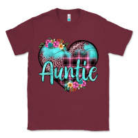 Burgundy auntie leopard turquoise heart Classic Tee - JahusDesignShop