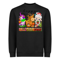 Black happy hallothanksmas farm animals Heavyweight Sweatshirt - texasbilliewilder