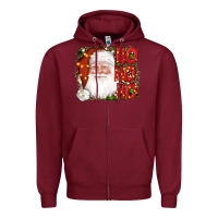 Burgundy christmas ho ho ho santa clause Zipper Hoodie - AdoDesignShop
