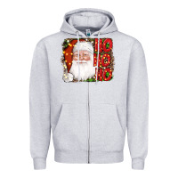Heather Grey christmas ho ho ho santa clause Zipper Hoodie - AdoDesignShop