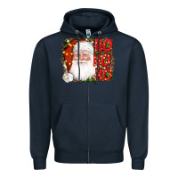Navy christmas ho ho ho santa clause Zipper Hoodie - AdoDesignShop