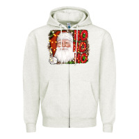 Oatmeal Heather christmas ho ho ho santa clause Zipper Hoodie - AdoDesignShop