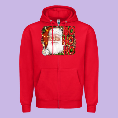 Christmas Ho Ho Ho Santa Clause Zipper Hoodie Designed By Adodesignshop