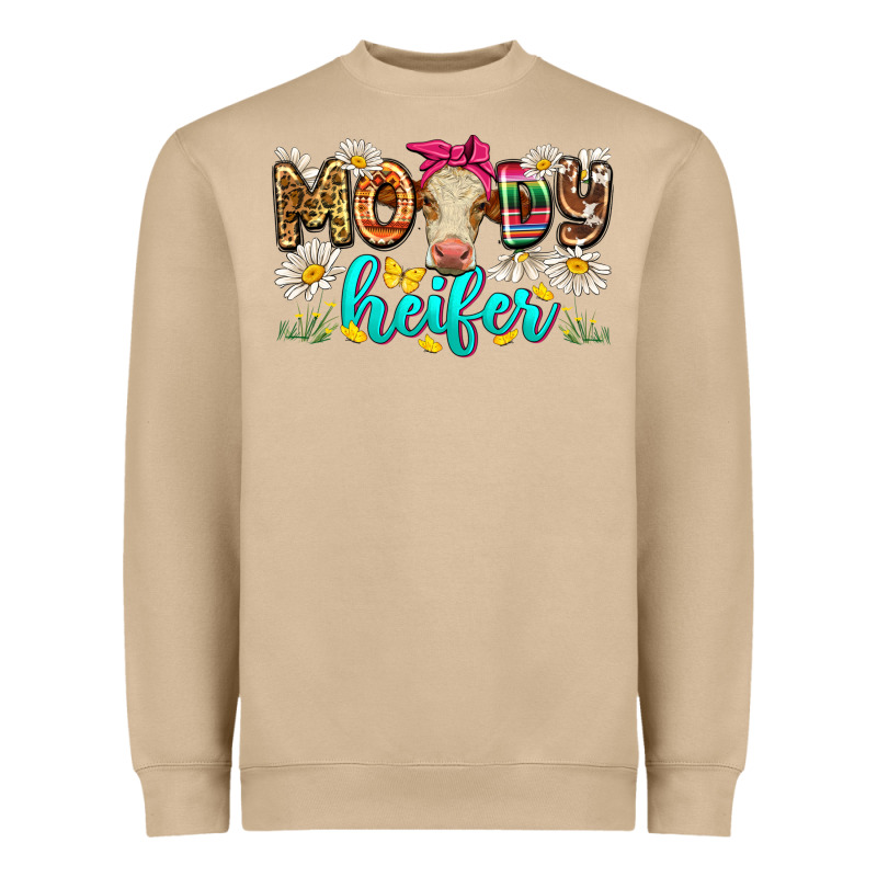 Moody Heifer Heavyweight Sweatshirt by Zillion Design Studio | Teevron