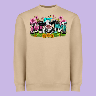Mom With Cow Heavyweight Sweatshirt Designed By Zillion Design Studio