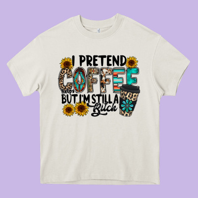 I Pretend Coffee Heavy Core Tee Designed By Racoondesign