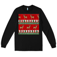 Black christmas deer and ornaments seamless pattern Long Sleeve Tee - BundleAndBundleShop